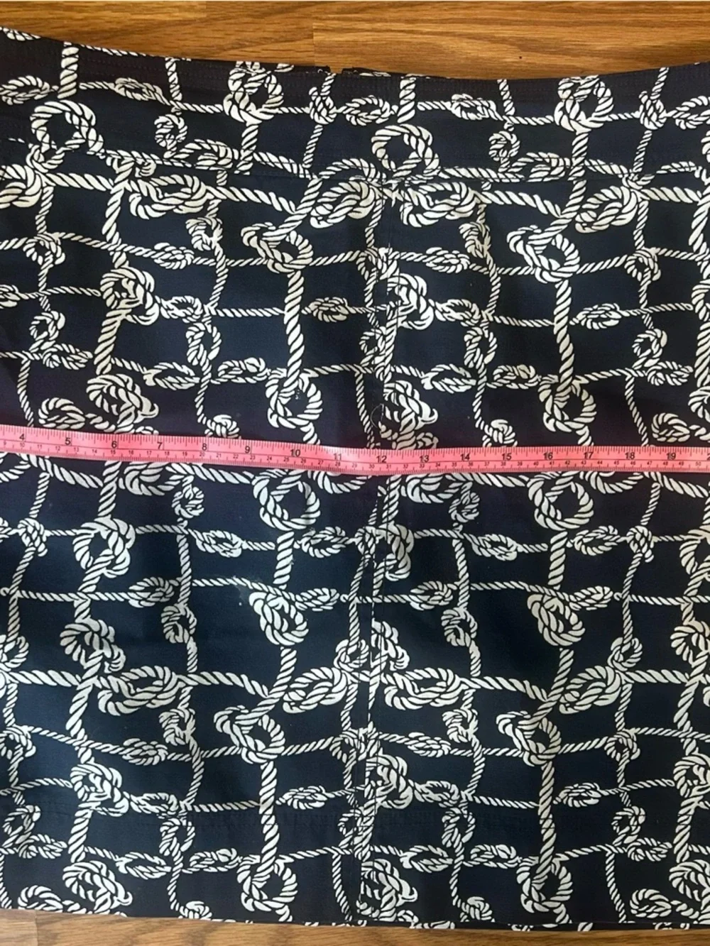 Talbots Navy Blue White Nautical Rope Print Canvas Skirt 16